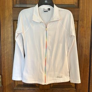White Fila Athletic Zippered Jacket, XS